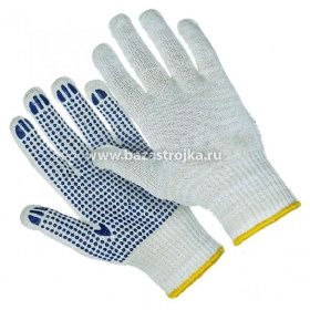 Перчатки Х/Б напыление ПВХ 4 нити (СЕРЫЕ/ЧЕРНЫЕ) 10 класс