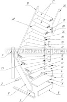 Лестница деревянная межэтажная ЛЕС-92 (поворот 90°)