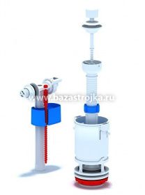 Арматура бачка (КОМПЛЕКТ) шток пластик, боковая, АНИ WC4050 ЭКОНОМ