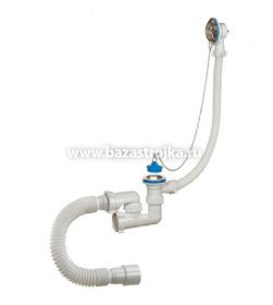 Сифон для ванны 1.1/2 40/50 регулируемый с переливом и гибкой трубой ОРИО (А-80089)